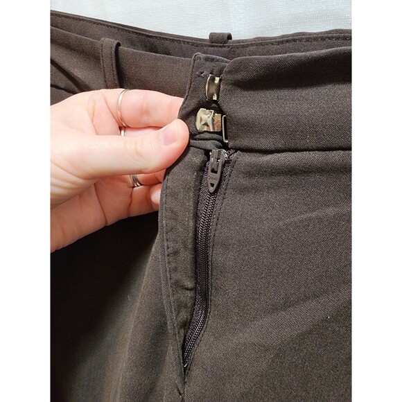 WORTHINGTON WOMENS 12 PETITE BROWN PANTS BUSINESS MODERN FIT WIDE LEG WORK SOLID - Picture 5 of 13